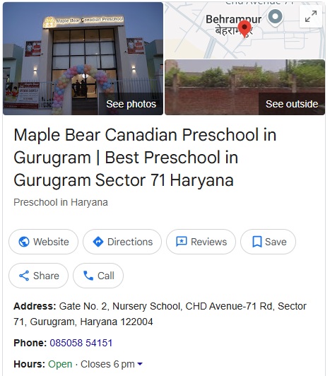 google business profile for preschool